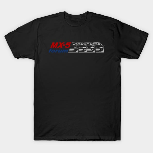 MX5-Forum logo Rojo+Azul+Gris T-Shirt by jaagdesign